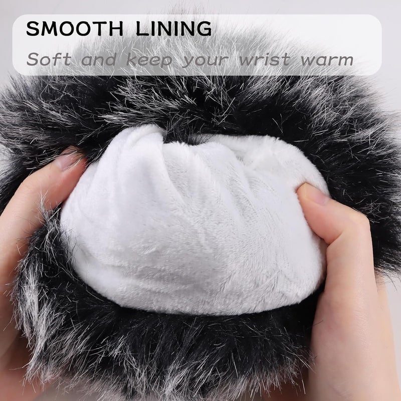 Peecabe Winter Women Fuzzy Arm Warmers Girls Faux Fur Short Wrist Cuffs Fluffy Soft Wrist Cover Ankle Warmer - Image 3